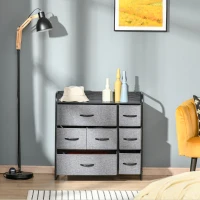 HOMCOM 7-Bin Dresser Storage Tower Cabinet Organizer Unit, Easy Pull Fabric Bins with Metal Frame(m-4)