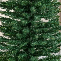 HOMCOM 7ft Unlit Pencil Artificial Christmas Tree with Realistic Branches and 499 Tips, Plastic Base, Green(m-8)