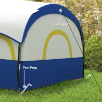Outsunny 4 Person Camping Tent, 3 Room Cabin Tent, 3000mm Waterproof and UPF30+ with Sewn in Groundsheet and Carry Bag, Blue(m-9)