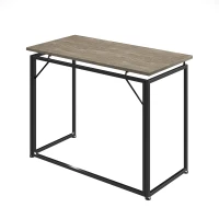 Sleek Folding Desk with Sturdy Steel Legs and MDF Top, Space-Saving Small Computer Writing Table for Apartment, 39.5" L x 19.5" W x 29" H, Grey(m-9)