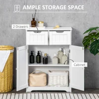 kleankin Bathroom Cabinet, Bathroom Storage Cabinet with 2 Drawers, Adjustable Shelf for Living Room, Entryway, White(m-4)