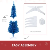 HOMCOM 5FT Decorated Christmas Tree, Pencil Christmas Tree with 294 Realistic Branch Tips and Plastic Stand, Blue(m-7)