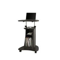 Adjustable Sit-to-Stand Laptop Cart with Dual Adjustment Knobs, Mobile Workstation for Offices, 21" L x 16″ W x 28″ H, Black(m-6)