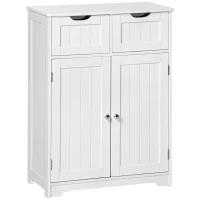 kleankin Bathroom Cabinet, Bathroom Storage Cabinet with 2 Drawers, Adjustable Shelf for Living Room, Entryway, White(m-2)