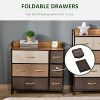 HOMCOM 3-Tier Storage Organizer for Bedroom Entryway, 7-Drawer Dresser with Steel Frame for Bedroom, Maple Wood(m-5)