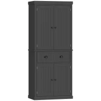 HOMCOM 72" Tall Kitchen Pantry Cabinet, Modern Buffet Storage Cabinet with 4 Beadboard Doors, Drawer and Adjustable Shelves, Black(m-11)