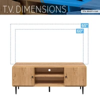 Stylish Mid-Century TV Stand with Cable Management Hole, Modern Media Entertainment Console Cabinet for Living Room, 55" L x 16" W x 21" H, Oak(m-5)