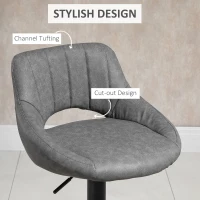 HOMCOM Bar Stools Set of 2 Swivel Bar Height Barstools Chairs with Adjustable Height, Round Heavy Metal Base, Footrest, Gray(m-7)