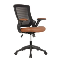 Breathable Task Chair with Adjustable Arms and Uphostered Seat Cushion, Ergonomic Office Chair for Workstations, 25" L x 25" W x 34" H, Brown(m-10)