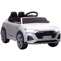 Qaba 12V Battery Powered Kids Electric Car, Audi Q8 etron Sportback Licensed Ride on Car w/ Remote Control, White(m-9)