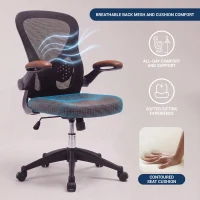 Breathable Task Chair with Adjustable Arms and Uphostered Seat Cushion, Ergonomic Office Chair for Workstations, 25" L x 25" W x 34" H, Brown(m-6)