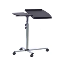 Ergonomic Rolling Laptop Cart with Two Safety Edge-Stoppers, Functional Laptop Stand with Stationary Writing Panel, 30″ L x 22.5″ W x 29.5″ H, Black(m-2)