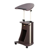 Ergonomic Sit-to-Stand Laptop Cart with Tilting Panel, Storage-Equipped Laptop Stand for Offices, 21.5″ L x 15.5″ W x 31.5″ H, Chocolate(m-9)