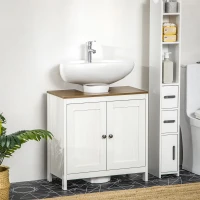 kleankin Bathroom Sink Cabinet, Freestanding Under Sink Cabinet Adjustable Shelf(m-2)
