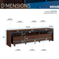 Elegant Hickory TV Stand with 3 Drawers and Cable Management, Modern Media Entertainment Console for Living Room, 70.5" L x 15" W x 20" H, Brown(m-3)