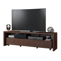 Elegant Hickory TV Stand with 3 Drawers and Cable Management, Modern Media Entertainment Console for Living Room, 70.5" L x 15" W x 20" H, Brown(m-8)