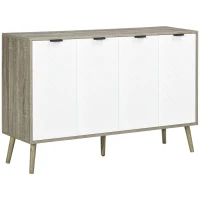 HOMCOM Modern Sideboard and Buffet, Dining Room Cabinet with Adjustable Shelves and 4 Doors, Grayish Brown(m-2)