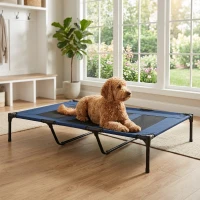 PawHut 48" x 36" Elevated Breathable Dog Bed w/ Carry Bag Dark Blue(m-10)