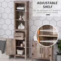 kleankin Tall Bathroom Storage Cabinet, Freestanding Linen Tower with 3-Tier Open Adjustable Shelves, and Drawer, Narrow Slim Floor Organizer(m-5)