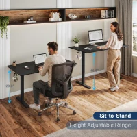 Sleek Electric Standing Desk with Memory Presets and Hooks, Height Adjustable Sit to Stand Computer Desk for Home Office, 47.5'' L x 23.5'' W x 28'' H, Black(m-6)