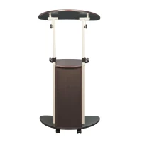 Ergonomic Sit-to-Stand Laptop Cart with Tilting Panel, Storage-Equipped Laptop Stand for Offices, 21.5″ L x 15.5″ W x 31.5″ H, Chocolate(m-11)