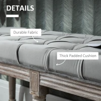HOMCOM Bedroom End of Bed Bench, 56" Upholstered Entryway Bench with Button Tufted, Thick Padding and Wood Legs, French Vintage Style Linen-Feel Ottoman Bench for Hallway, Living Room, Gray(m-4)