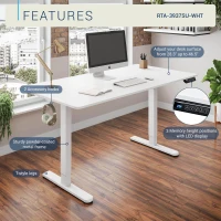 Sleek Electric Standing Desk with Memory Presets and Hooks, Height Adjustable Sit to Stand Computer Desk for Home Office, 47.5'' L x 23.5'' W x 28'' H, White(m-4)
