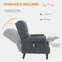 HOMCOM Vibrating Massage Recliner Chair with Heat, Wingback Push Back Reclining Chair for Living Room, Charcoal Gray(m-5)
