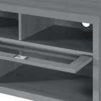Sleek Durbin TV Stand with Glass Panel Cabinets and Cable Management, Modern Media Sideboard Cabinet for Living Room, 57" L x 15" W x 23" H, Grey(m-8)