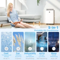 HOMCOM 14000 BTU Portable Air Conditioner, AC Unit with Cool, Dehumidifier, Fan, 549 Sq. ft, 24H Timer On Off, Window Kit(m-5)