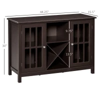 HOMCOM Sideboard, Glass Door Serving Buffet Cabinet, Liquor Cabinet with Adjustable Shelves, 12 Bottle Wine Rack for Living Room, Kitchen, Espresso(m-9)