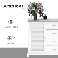 HOMCOM 47" Modern Storage Cabinet Buffet Sideboard with Drawers and Louvered Doors- White(m-4)