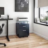 Compact File Cabinet with Hanging Drawers and Locking Design, Locking Storage Unit for Offices and Study Rooms, 15.5" L x 17.5" W x 24" H, Black(m-1)