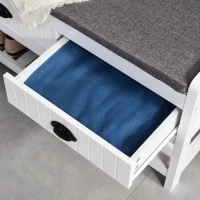 HOMCOM Coat Rack Shoe Bench, Hall Tree with Bench and Shoe Storage, Entryway Bench with 4 Hooks, 2 Drawers, 2 Shelves, White(m-10)