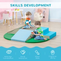 Qaba 6-Pieces Foam Climbing Blocks for Toddlers 1-3 Years, Soft Play Set for Climb and Crawl, Contemporary(m-4)