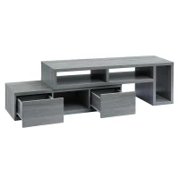 Modern Asymmetrical TV Stand with Expandable Sliding Frame, Adjustable Media Storage Cabinet for Living Room, 53'' L x 15'' W x 18'' H, Gray(m-10)