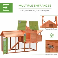 PawHut 82" Deluxe Chicken Coop Wooden Large Hen House with Run and Nesting Box for Hens Rabbits, Orange(m-6)