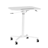 Adjustable Laptop Stand with Top Tilt Control Lever, Mobile Laptop Table for Bedrooms and Living Rooms, 27.5″ L x 18″ W x 30″ H, White(m-9)
