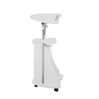 Ergonomic Sit-to-Stand Laptop Cart with Tilting Panel, Storage-Equipped Laptop Stand for Offices, 21.5″ L x 17″ W x 31.5″ H, White(m-11)