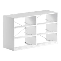 Versatile 6-Drawer Dresser with Water-Resistant Top, Ideal Storage Chest for Bedrooms, Playrooms, Entryways, 44.5" L x 16" W x 26.5" H, White(m-9)