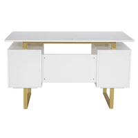 Modern White Desk with 2 Storage Drawers and Cabinet, Sleek Floating Desktop Computer Writing Table for Home Office, 51" L x 23.5" W x 30" H, White(m-14)
