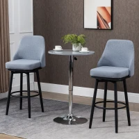HOMCOM Bar Height Bar Stools Set of 2, Modern 360° Swivel Kitchen Chairs with Steel Legs and Footrest, 29.5 Inch Seat Height Upholstered Barstools for Kitchen Island, Light Gray(m-10)
