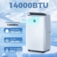 HOMCOM 14000 BTU Portable Air Conditioner, AC Unit with Cool, Dehumidifier, Fan, 549 Sq. ft, 24H Timer On Off, Window Kit(m-4)