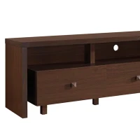 Elegant Hickory TV Stand with 3 Drawers and Cable Management, Modern Media Entertainment Console for Living Room, 70.5" L x 15" W x 20" H, Brown(m-7)