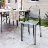 Set of 4 Ghost Chairs with Durable Acrylic Construction, Ideal Event Chairs for Formal Events and Casual Gatherings, 14.5" L x 20" W x 35.5" H, Gray(m-1)