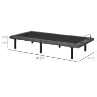 HOMCOM Twin XL Adjustable Bed Frame, Ergonomic Zero Gravity Power Bed Base with Head and Foot Incline, Memory, and Wireless Remote, Gray(m-3)