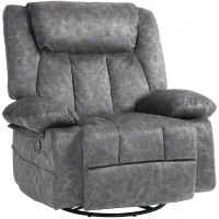 HOMCOM Rocker Recliner Chair with Swivel, Fabric Reclining Chair with Cushion, Rocking Chair with Footrest, Charcoal Gray(m-11)