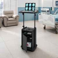 Practical Laptop Cart with Adjustable Tilting Panel, Mobile Workstation for Home Offices, Classrooms, or Bedside, 23.5″ L x 15.5″ W x 31.5″ H, Black(m-1)