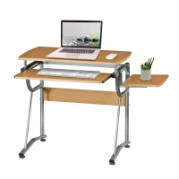 Compact Computer Desk with Slide-Out Keyboard Tray and Printer Shelf, Modern Writing Table for Home Office, 43" L x 19.5" W x 30" H, Cherry(m-6)