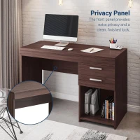 Sleek Espresso Workstation with Open Bottom Shelf, Modern Home Office Computer Writing Desk for Small Space, 47.5" L x 16" W x 30.5" H, Espresso(m-5)